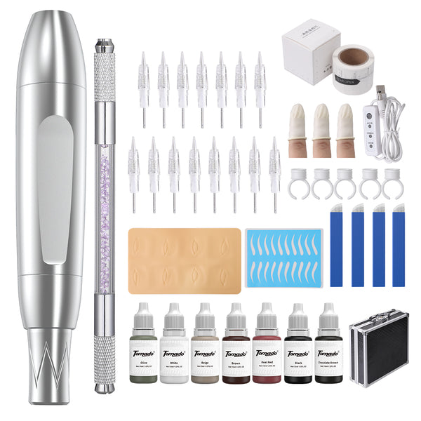 Permanent Makeup Machine Kit with Manual Microblading Pen Eyebrow Lyre ...